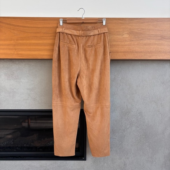 FREE PEOPLE CAMEL NIGHTFALL VEGAN FAUX SUEDE TIE HIGH-WAISTED PANTS, SIZE 6 - Picture 10 of 13